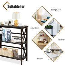 Load image into Gallery viewer, 3-Tier Wooden Open Shelf Bookcase with X-Design-Coffee