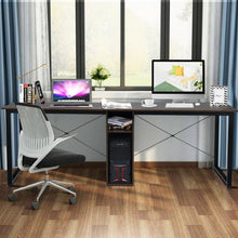 Load image into Gallery viewer, 2 Person Computer Desk with Cabinet and X-Shaped Frame