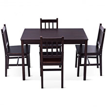 Load image into Gallery viewer, 5 pcs Wood Dining 4 Chairs & Table Set-Black