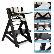 Load image into Gallery viewer, Adjustable Height Wooden Baby High Chair with Removeable Tray