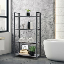 Load image into Gallery viewer, 4-Tier Rustic Bookshelf Industrial Bookcase Diaplay Shelf Storage Rack -Black