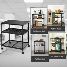 Load image into Gallery viewer, 3 Tier Printer Stand Rolling Fax Cart with Adjustable Shelf and Swivel Wheels