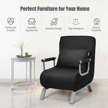 Load image into Gallery viewer, Folding 5 Position Convertible Sleeper Bed Armchair Lounge Couch w/Pillow-Black