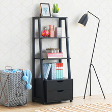 Load image into Gallery viewer, 4-Tier Ladder Bookshelf Storage Display with 2 Drawers