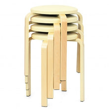 Load image into Gallery viewer, Set of 4 Bentwood Round Stool Stackable Dining Chair with Padded Seat-Beige