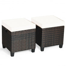 Load image into Gallery viewer, 2PCS Patio Rattan Ottoman Cushioned Seat-Beige