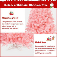 Load image into Gallery viewer, 6 ft Pink Artificial Hinged Spruce Full Christmas Tree with Foldable Metal Stand