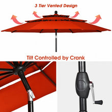 Load image into Gallery viewer, 10ft 3 Tier Patio Umbrella Aluminum Sunshade Shelter Double Vented-Red