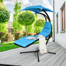 Load image into Gallery viewer, Hanging Stand Chaise Lounger Swing Chair w/ Pillow-Blue