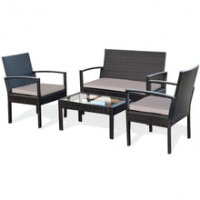Load image into Gallery viewer, 4 pcs Patio Rattan Furniture Set Cushioned Loveseat Armrest Garden-Brown