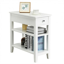 Load image into Gallery viewer, 3-Tier Nightstand Bedside Table Sofa Side with Double Shelves Drawer-White