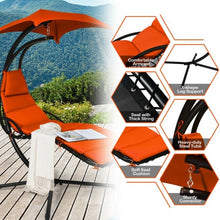 Load image into Gallery viewer, Hanging Stand Chaise Lounger Swing Chair w/ Pillow-Orange