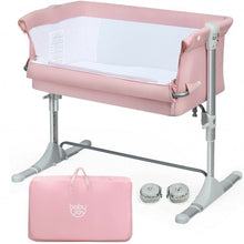 Load image into Gallery viewer, Travel Portable Baby Bed Side Sleeper Bassinet Crib with Carrying Bag-Pink