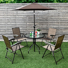 Load image into Gallery viewer, 4 pcs Folding Sling Chairs with Steel Armrest and Adjustable Back