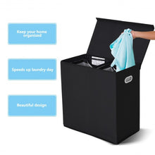 Load image into Gallery viewer, Double Laundry Hamper Storage Collapsible Basket Cothes Organizer-Black