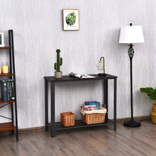 Load image into Gallery viewer, Metal Frame Wood Console Sofa Table with Storage Shelf-Black