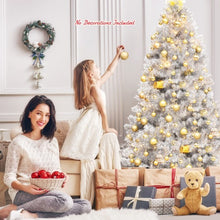 Load image into Gallery viewer, 6ft Hinged Unlit Artificial Silver Tinsel Christmas Tree Holiday w/ Metal Stand