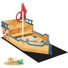 Load image into Gallery viewer, Kids Pirate Boat Wood Sandbox
