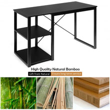 Load image into Gallery viewer, Computer Desk with Bamboo Top & 2 Storage Shelves-Black Desk