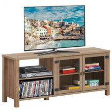 Load image into Gallery viewer, Wooden TV Stand with 2 Metal Mesh Doors -Natural