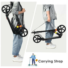 Load image into Gallery viewer, Folding Aluminium Adjustable Kick Scooter with Shoulder Strap-Black