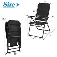 Load image into Gallery viewer, 2 Pcs Patio Back Adjustable Reclining Folding Chairs-Black