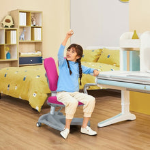 Load image into Gallery viewer, Adjustable Height Student Chair with Sit-Brake Casters and Lumbar Support for Home and School-Pink