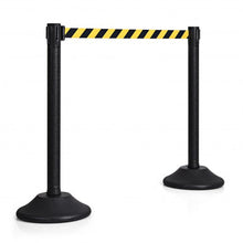 Load image into Gallery viewer, 2 Pcs Stanchion Post Crowd Control Barriers Queue Pole w/Retractable Belt-Yellow