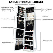 Load image into Gallery viewer, Mirrored Lockable Standing Jewelry Storage Organizer-White
