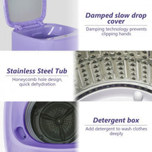 Load image into Gallery viewer, 8lbs Portable Fully Automatic Washing Machine with Drain Pump-Purple