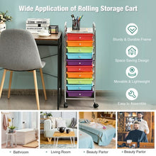 Load image into Gallery viewer, 10 Drawer Rolling Storage Cart Organizer-Multicolor