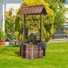 Load image into Gallery viewer, Outdoor Wooden Wishing Well Planter Bucket