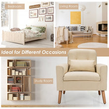 Load image into Gallery viewer, Accent Chair Cushioned Linen Armchair with Waist Pillow Sofa Chair-Beige