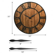 Load image into Gallery viewer, 30" Round Wall Clock Decorative Wooden Silent Clock with Battery