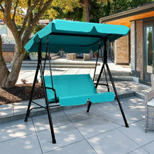 Load image into Gallery viewer, Steel Frame Outdoor Loveseat Patio Canopy Swing with Cushion-Blue