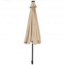 Load image into Gallery viewer, 10' Solar LED Lighted Patio Market Umbrella Shade Tilt Adjustment Crank-Beige