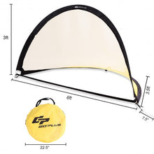 Load image into Gallery viewer, 6' 4' 2.5' Set of 2 Portable Pop-Up Soccer Goals Net-6'