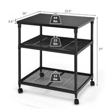 Load image into Gallery viewer, 3 Tier Printer Stand Rolling Fax Cart with Adjustable Shelf and Swivel Wheels