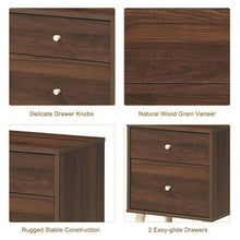 Load image into Gallery viewer, 2-Drawer Nightstand Beside End Side Table with Rubber Legs-Walnut