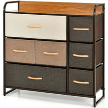 Load image into Gallery viewer, 7 Drawer Tower Steel Frame and Wooden Top Dresser Storage Chest for Bedroom