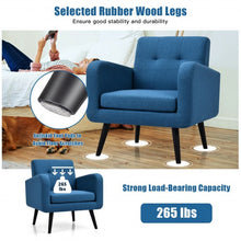 Load image into Gallery viewer, Modern Upholstered Comfy Accent Chair Single Sofa with Rubber Wood Legs-Navy