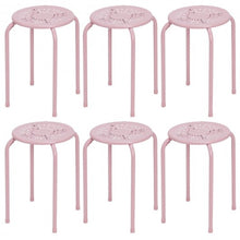 Load image into Gallery viewer, Set of 6 Stackable Backless Round Metal Stool Set-Black
