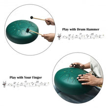 Load image into Gallery viewer, Steel Tongue Handpan Drum 13 Notes 12�-Green