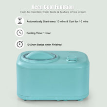 Load image into Gallery viewer, 1.1 QT Ice Cream Maker Automatic Frozen Dessert Machine with Spoon-Green