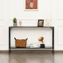 Load image into Gallery viewer, 2 Tier Narrow Accent Side Entryway Metal Frame Console Table -Black