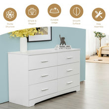 Load image into Gallery viewer, 6 Drawer Double Dresser Chest of Drawers Storage Cabinet Organizer-White