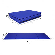 Load image into Gallery viewer, 4'x10'x2" Thick Folding Panel Gymnastics Mat-Blue
