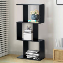 Load image into Gallery viewer, 3-tier S-Shaped Bookcase Free Standing Storage Rack Wooden