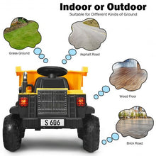 Load image into Gallery viewer, 12V Battery Kids Ride On Dump Truck with Electric Bucket
