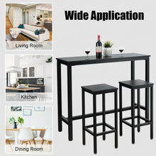 Load image into Gallery viewer, 3 Pieces Bar Table Counter Breakfast Bar Dining Table with Stools-Black